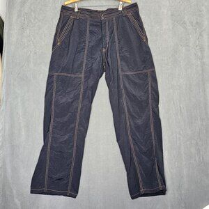 Vintage 90's Guess Jeans Nylon Shell Wide pants Orange stitch 36X32 USA A5-3